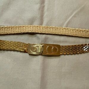 Vintage Gold-Tone Metal Fish Scale Women's Stretch Belt